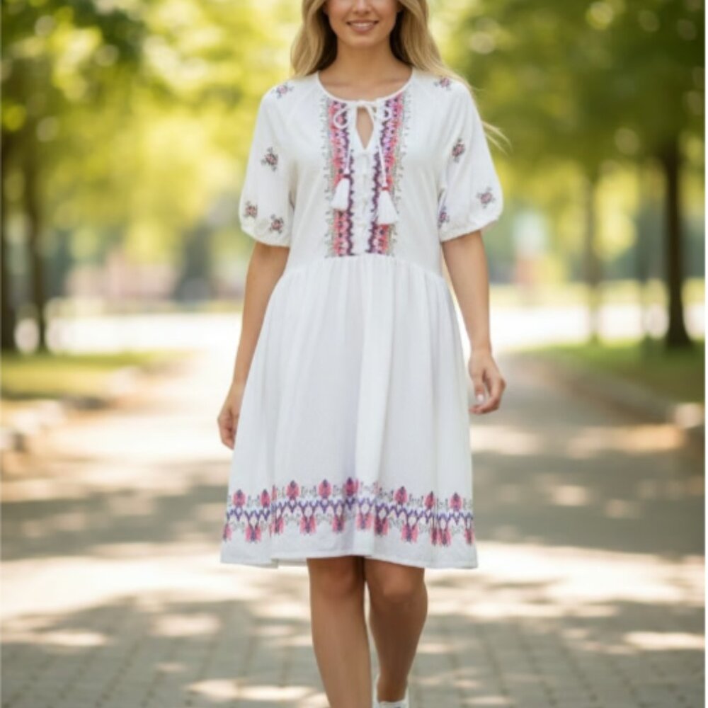 Knox Rose embroidered dress L